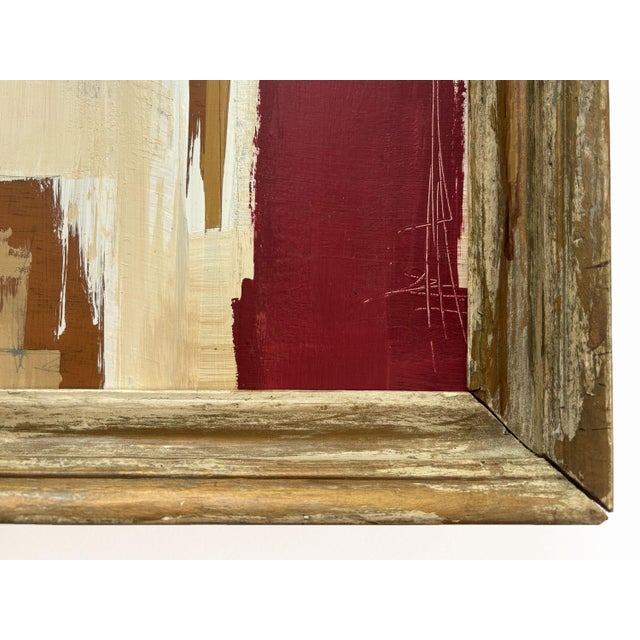 “Romantic” Abstract Art in Antique Distressed Frame, Transitional Living Room Art by JTS For Sale - Image 4 of 10