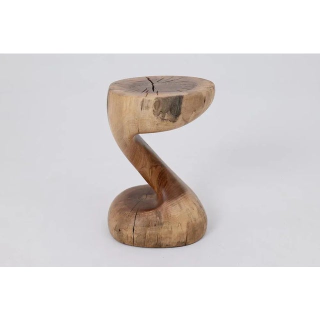 Gold Walnut Wooden Sculptural Side Table by Logniture For Sale - Image 8 of 14