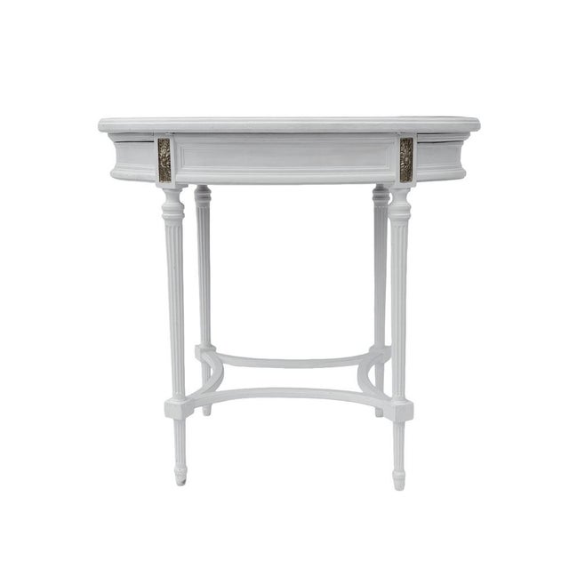 Gustavian (Swedish) Mid-Century Louis XVI Style Oval Table with Glass Top and Pull-Out Leaves, 1940s For Sale - Image 3 of 13