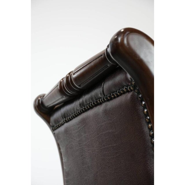 English-Style Chesterfield Swivel Office Chair in Cowhide For Sale - Image 10 of 16
