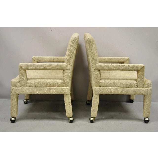 Mid-Century Modern Vintage Bassett Mid Century Modern Upholstered Parson Style Lounge Chairs - Pair For Sale - Image 3 of 12