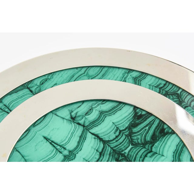 1970s Vintage Malachite and Chrome Flat Tray, Barware, 1970's For Sale - Image 5 of 13