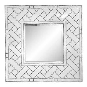 Vintage Faux Leather & Chrome Nailhead Mirror