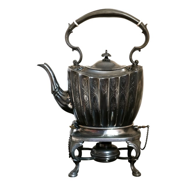 19th-Century Britannia Metal Spirit Kettle from Ashberry For Sale