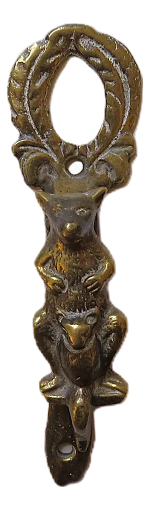 Rare Vintage Brass Door Knocker Figural Kangaroo & Baby Joey
