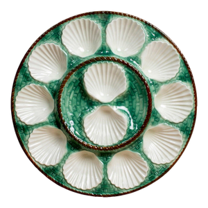 19th Century French St. Clement Basketweave and Rope Oyster Platter or Master Server