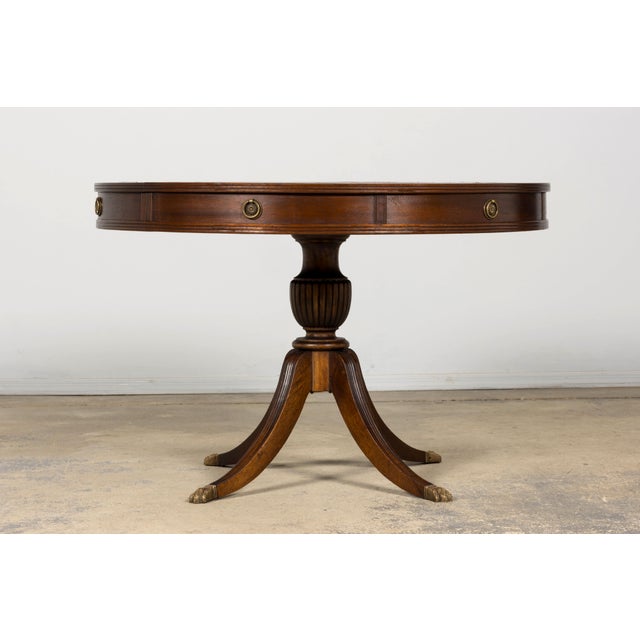 Early 20th Century English Regency Revival Leather Top Center Table For Sale - Image 16 of 18