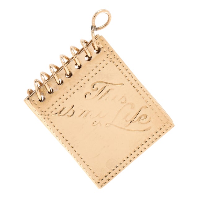 1950s "This Is My Life" Book Charm, 14k Yellow Gold, Length .75 In For Sale