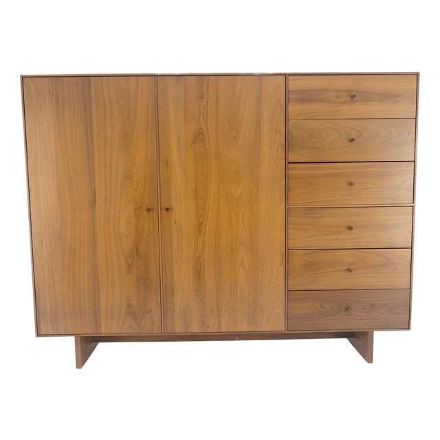 Solid Walnut Chiffonier 5 Drawers Dresser Two Doors Compartment Mid Century MINT For Sale