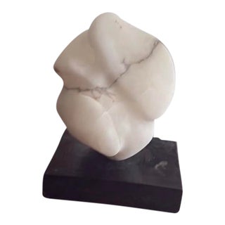 Mid-Century Modern Abstract Carrara Marble Sculpture (9.5” High) For Sale