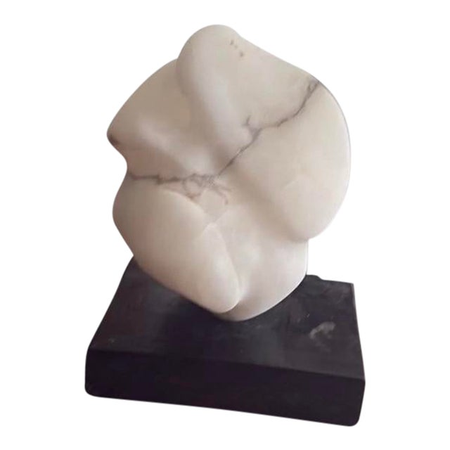 Mid-Century Modern Abstract Carrara Marble Sculpture (9.5” High) For Sale