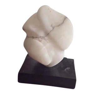 Mid-Century Modern Abstract Carrara Marble Sculpture (9.5” High)