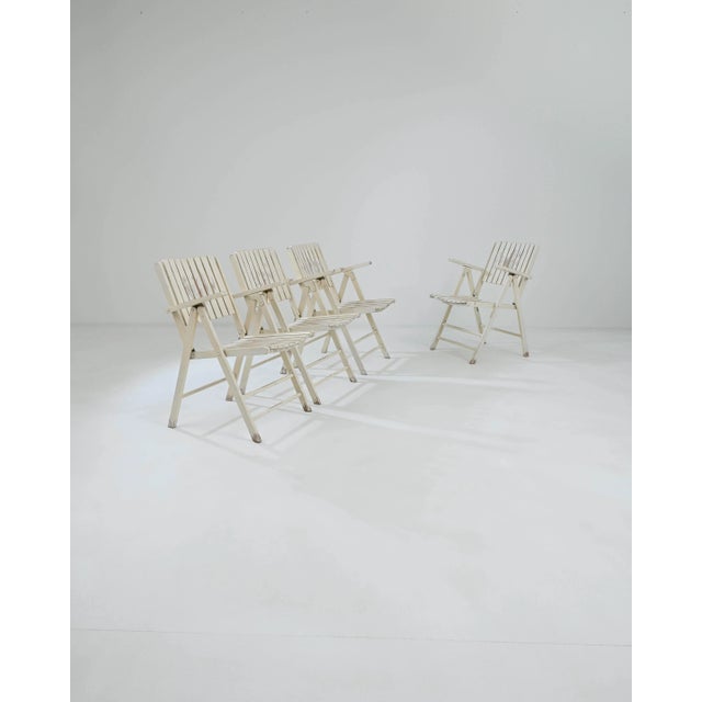 1950s 20th Century French Wooden Garden Chairs, Set of Four For Sale - Image 5 of 12
