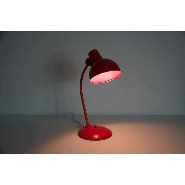 Mid-Century Red Metal Table Lamp attributed to Kaiser, 1960s, Germany from Kaiser Idell / Kaiser Leuchten For Sale - Image 3 of 12