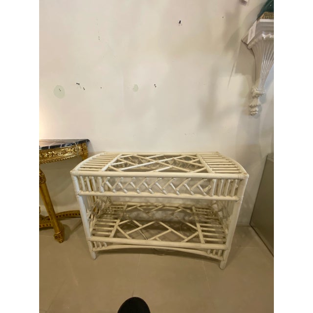 Vintage Rattan Chinese Chippendale Ficks Reed Console Table For Sale In West Palm - Image 6 of 12