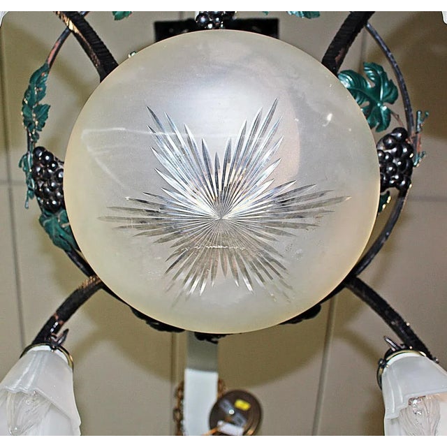 1920s 1920s French Art Nouveau Deco Metal Chandelier For Sale - Image 5 of 9