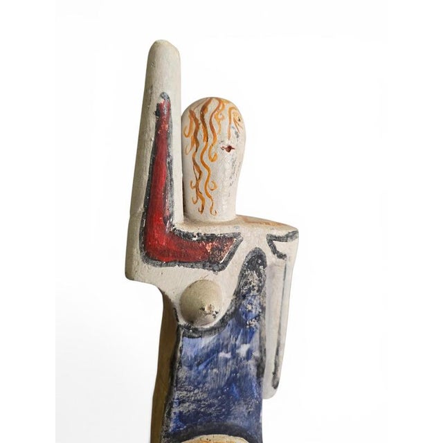 Abstract Female Figure in Painted Ceramic by Alfredo Lanz, Italy, 1970s For Sale - Image 3 of 11
