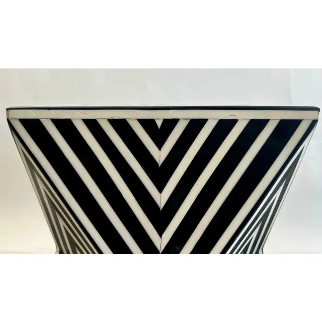 Art Deco Style Black & White Resin Sculptural Side End Table or Stool, a Pair For Sale - Image 13 of 17