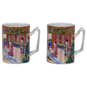 Mandarin Famille Rose Mugs, circa 1860 - a Pair