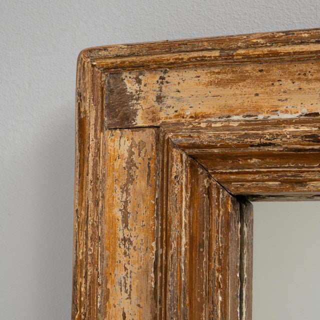 Wood 1900s French Wood Patinated Mirror With Wrought Iron Details For Sale - Image 7 of 18