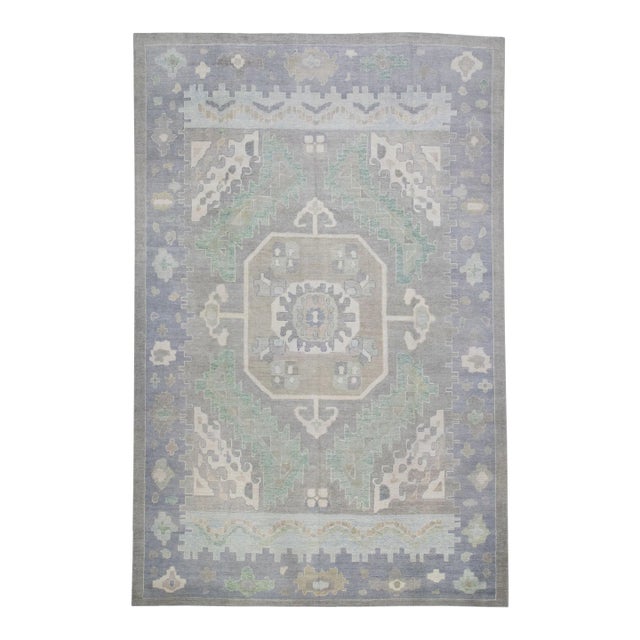 Modern Handmade Turkish Oushak Rug 10'3" X14'2" For Sale