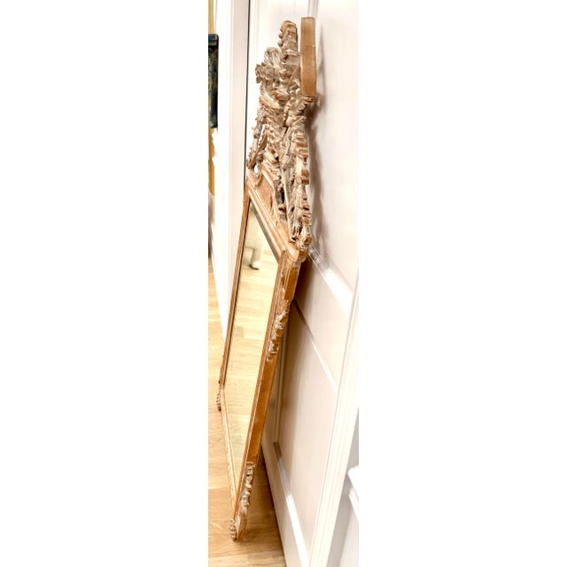 Vintage Italian LaBarge Louis XVI Style Pickled Pine Wall Mirror For Sale In Chicago - Image 6 of 9
