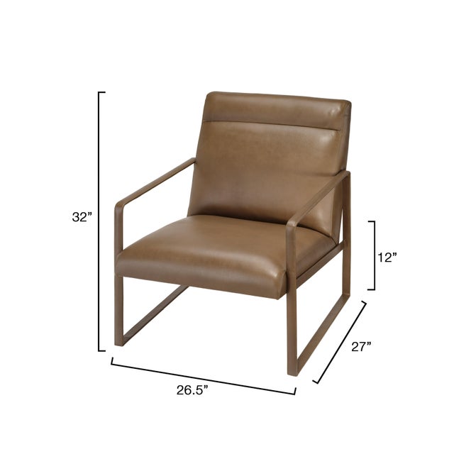 Contemporary Hemingway Accent Chair, Truffle Leather For Sale - Image 3 of 10