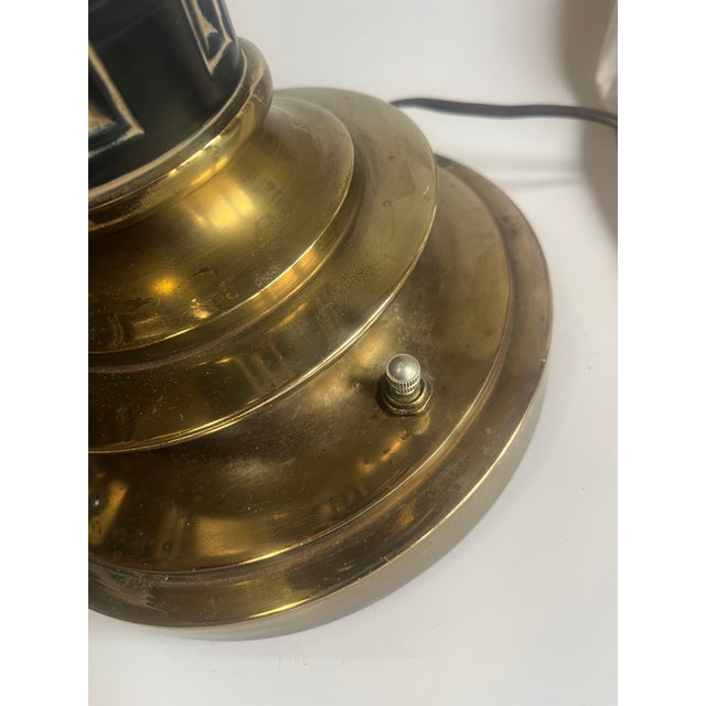 1970s Mid-Century Modern Candlestick Brass and Enamel Stiffel Table Lamps - Set of 2 For Sale - Image 6 of 12