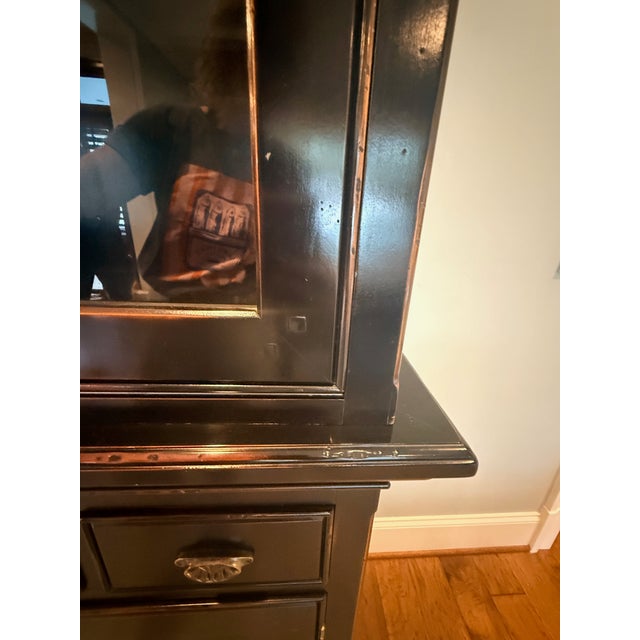 Wood English Two Piece China Cabinet For Sale - Image 7 of 16