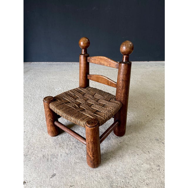French Provincial Brutalist Low Stool by Charles Dudouyt, France 1940s For Sale - Image 6 of 16