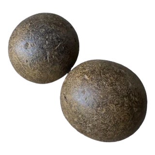 Pair of Antique European Wood Bowling Balls For Sale