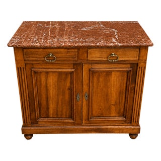 Antique Low Sideboard with Marble Top, 1950s For Sale