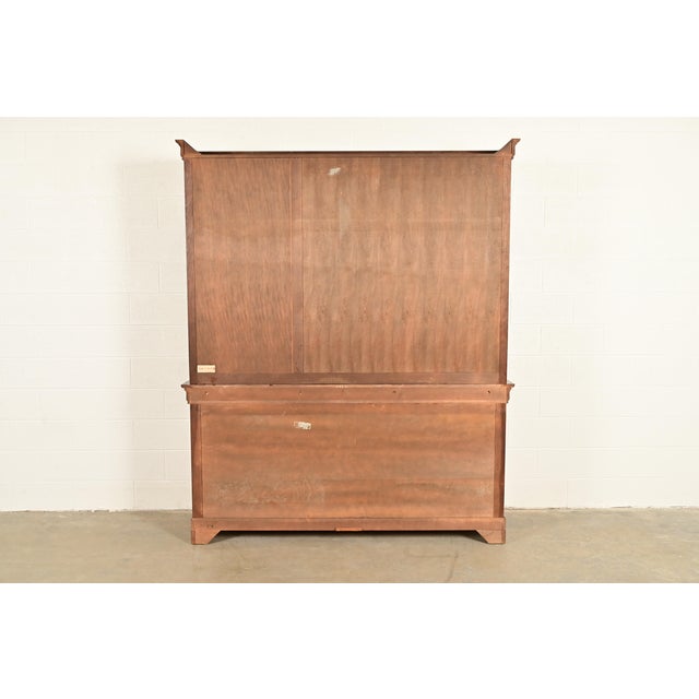 Grange French Louis Philippe Carved Cherry Wood Breakfront Bookcase Cabinet, Circa 1960s For Sale - Image 15 of 17