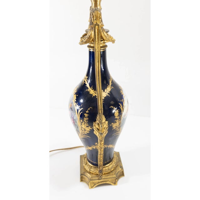 Late 19th Century 19th Century French Sevres Porcelain Table Lamp Vase With Bronze Mounts For Sale - Image 5 of 12