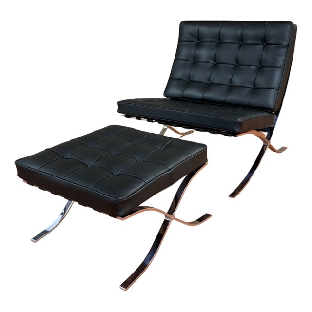Set of Barcelona Lounge Chair and Ottoman by Ludwig Mies van der Rohe for Knoll Inc. / Knoll International, 2011 For Sale