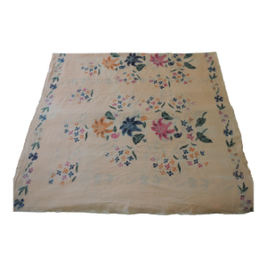 Vintage Pink and Green Floral Batik Hand-Blocked Batik Cloth