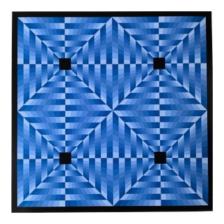Jim Bird, Tribute to Vasarely 6 Blue, 1972, Lithograph For Sale