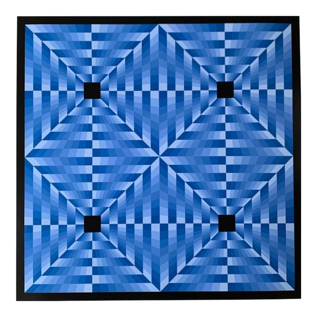 tribute to Vasarely 6 blue 1972 For Sale