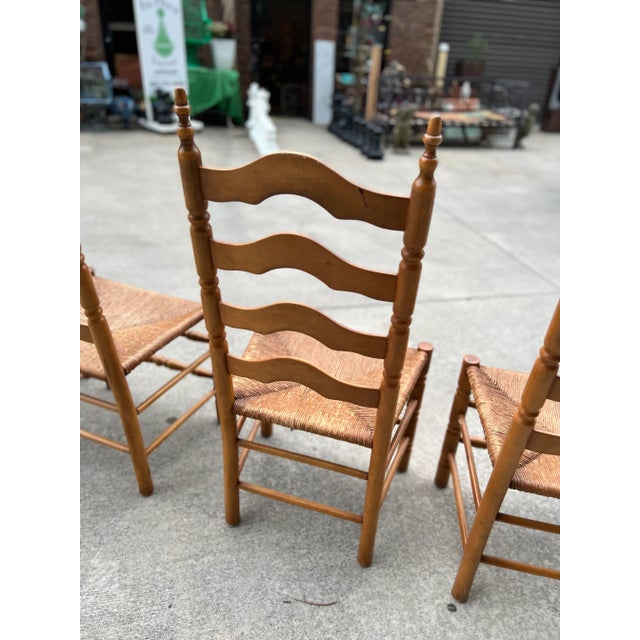 Wood 1920s Antique Ladder Back Chairs- Set of 4 For Sale - Image 7 of 10