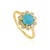1.25ct Turquoise & Diamond Floral Vintage Cocktail Ring Size 4 in 14k Yellow Gold For Sale - Image 4 of 15