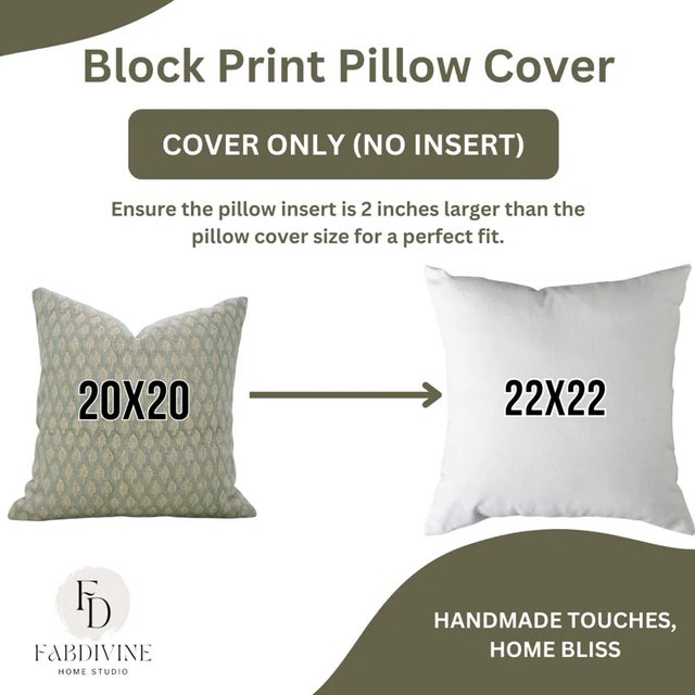 Not Yet Made - Made To Order Fabdivine Block Printed Cushion Cover 18x18 Inch Thick Linen- For Sale - Image 5 of 5