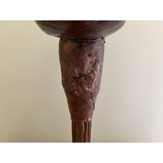Vintage East African Carved Wood and Leather Pastoralist Headrest Stool For Sale - Image 9 of 14