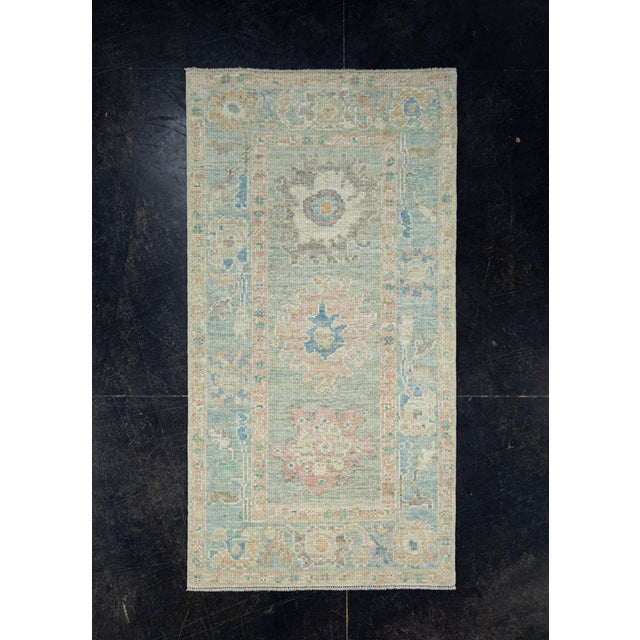 Blue Turkish Oushak Rug 2'6" x 4'9" #17227 For Sale - Image 8 of 8
