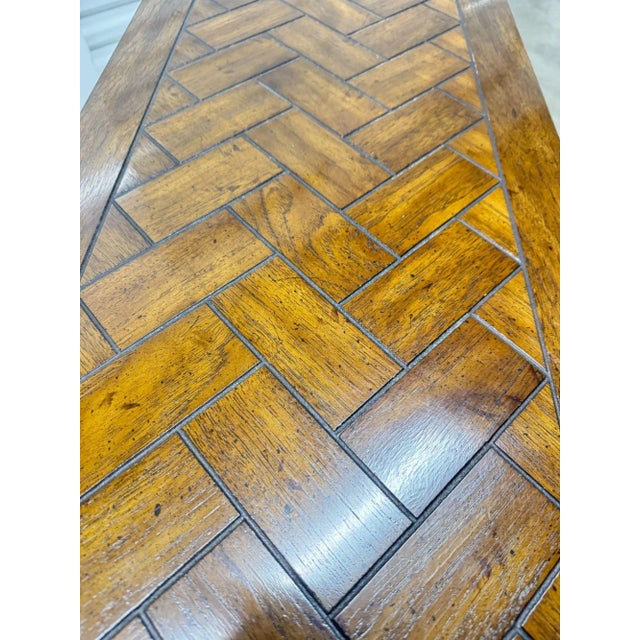 Late 20th Century Henredon Style Oak Parsons Console Table For Sale - Image 11 of 14