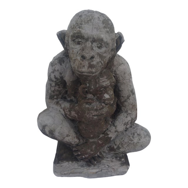 Cement Cast Monkey Carrying Child For Sale