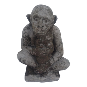 Cement Cast Monkey Carrying Child