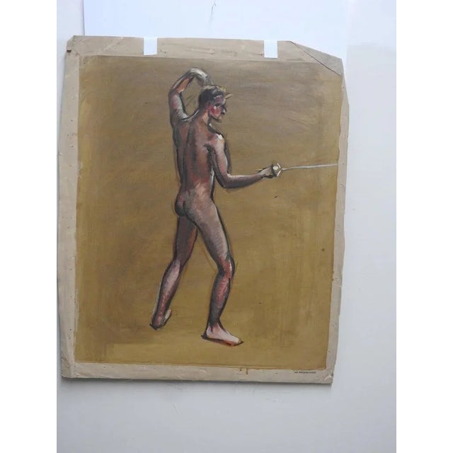Robert Whitmore Double-Sided Oil Painting Male Against Green Background For Sale - Image 9 of 11