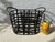 1990s Dark Brown Wrought Iron Woven Metal Magazine Rack Basket For Sale - Image 4 of 9