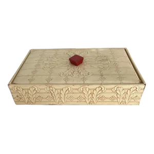 1950s Embossed Tooled Leather-Like Box With Lid