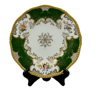 Antique Coalport England Green Floral Porcelain Salad Plate